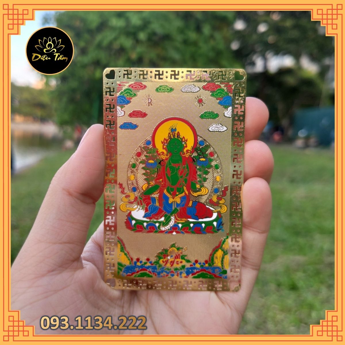 Linh phù thẻ kinh chú phật mẫu tara để ví, ốp điện thoại mật tông đồ thờ cúng phong thủy Diệu Tâm