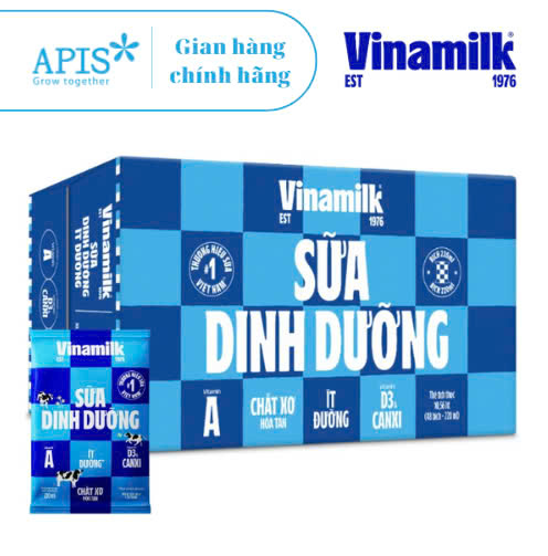 1 Thùng 48 Bịch Sữa Tươi Tiệt Trùng Ít Đường Vinamilk 220ml/Bịch