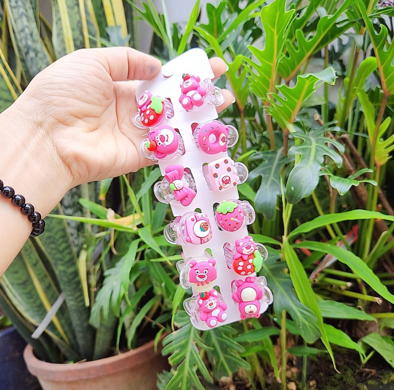 Vĩ 5 kẹp tóc càng gấu dâu lot so dễ thương
