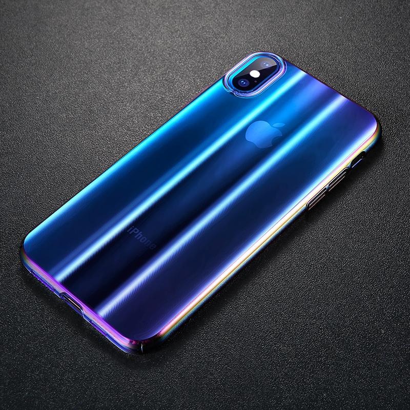 Ốp lưng siêu đẹp nhựa cứng siêu mỏng hiệu ứng đổi mầu Aurora Coque Baseus cho iPhone X - Phân phối bởi Baseus Vietnam