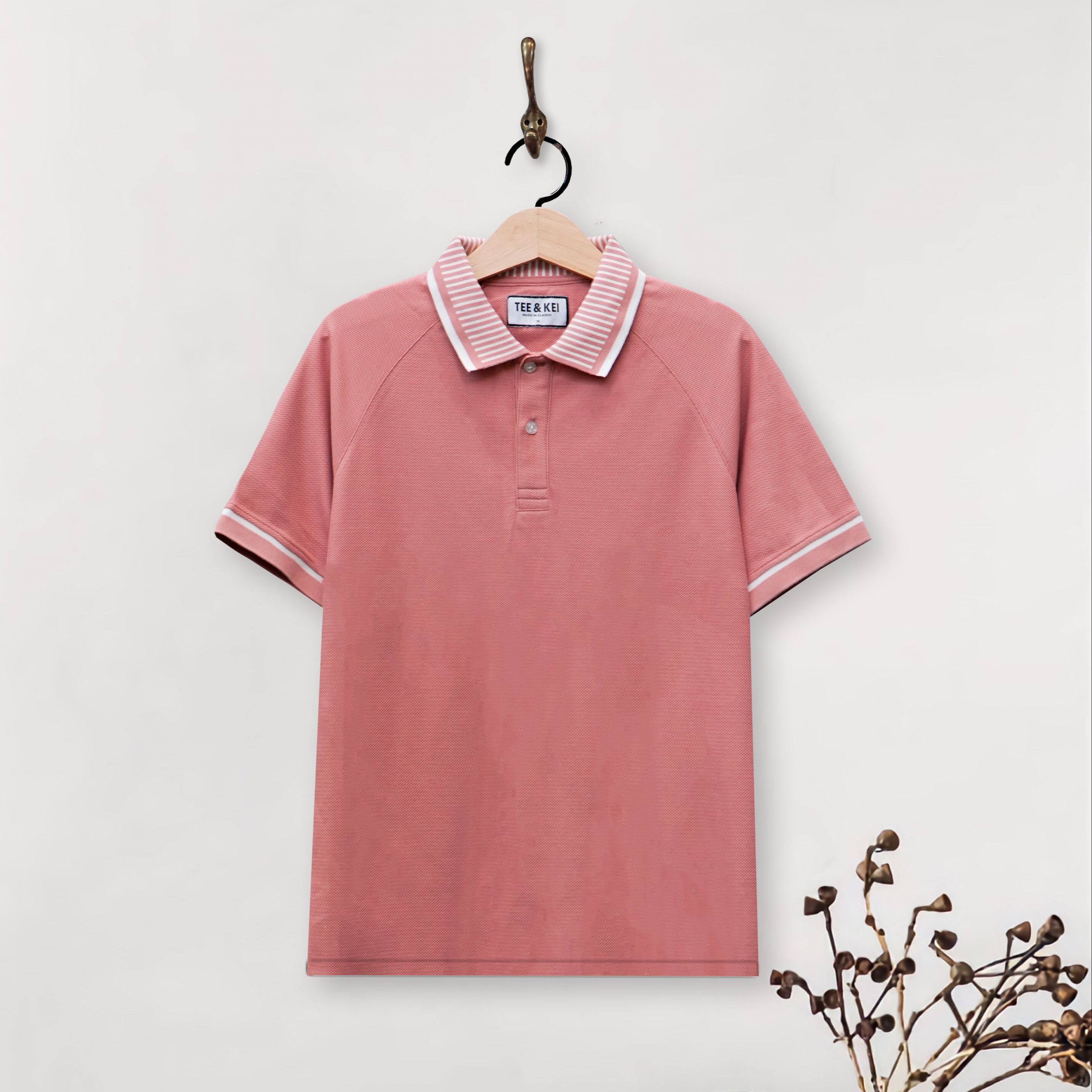 TEE & KEI  - Áo Polo Cá Sấu Cotton 100% cổ sọc - Phong Cách & Sang Trọng