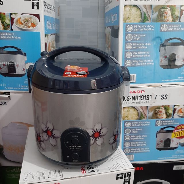 Nồi cơm điện Sharp 2.2 lít KS-R231STV Sản xuất Thái Lan hàng trưng bày Lòng nồi cơm điện Sharp bằng hợp kim nhôm chống dính. Công nghệ nấu 3D nấu cơm mau chín.