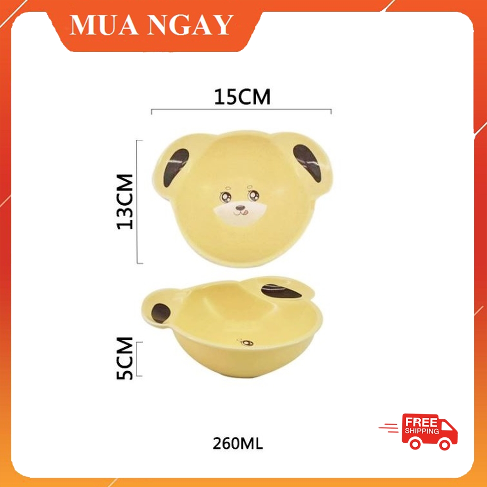 Bát ăn dặm gốm sứ hình cún vàng cho bé siêu đáng yêu thể tích 260ml