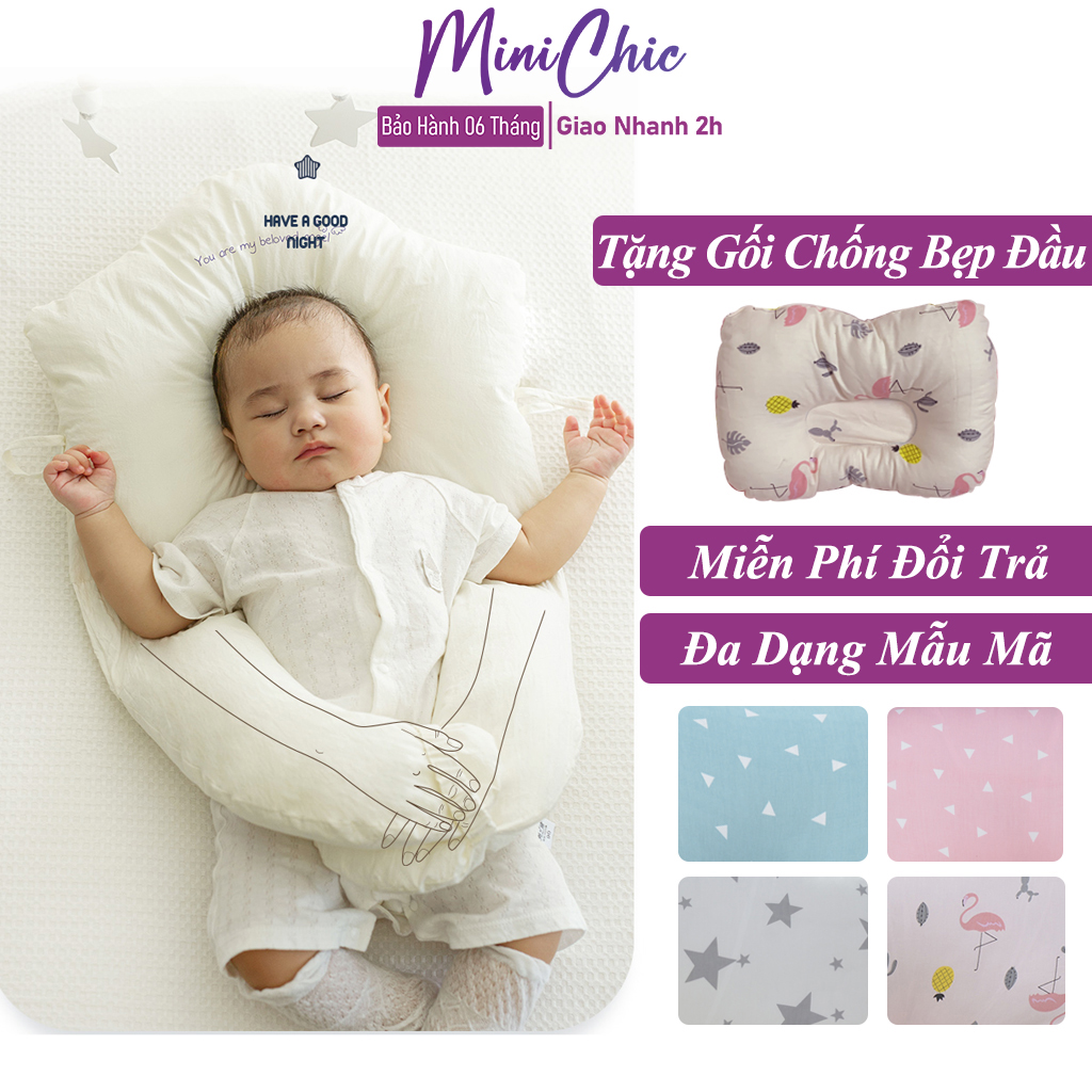 Gối chữ u cho bé chống méo đầu chống giật mình, gối ôm cho bé sơ sinh ngủ ngon CareKids