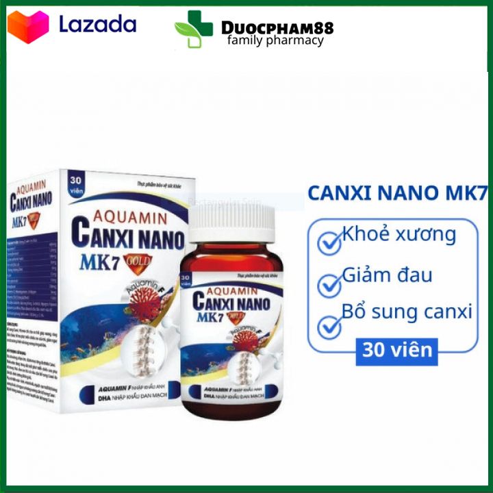Viên uống canxi nano Mk7 bổ dung dưỡng chất glucosamin cho khớp ngừa loãng xương hôp 30 viên