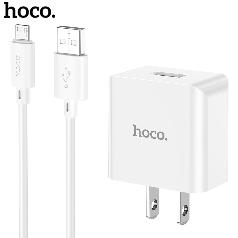 Củ sạc, bộ sạc nhanh Hoco C106 PD10.5W 5V/2.1A tương thích với nhiều dòng máy, chân cắm dẹp, dài 1m