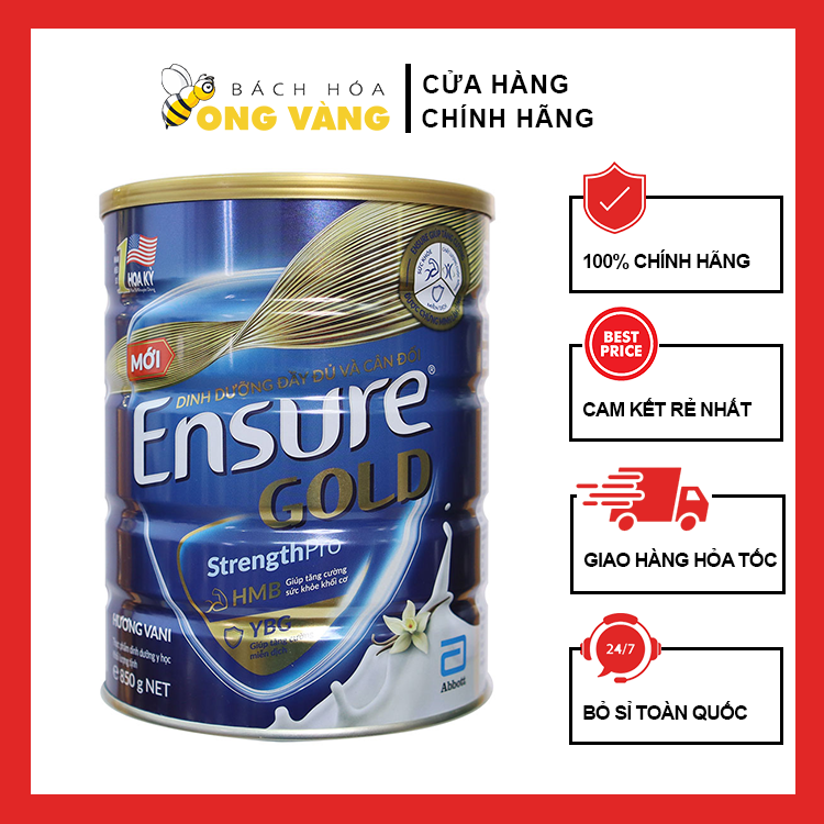 Sữa Bột Ensure Gold 850g Hương Vani FREE SHIP Hàng Sẵn Date Mới