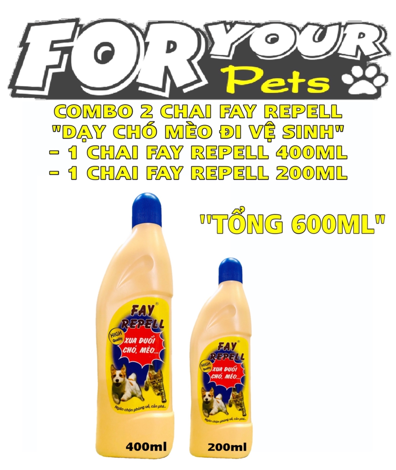 Combo fay repell 600ml “dạy chó mèo đi vệ sinh , chống cắn phá đồ vật” xua đuổi chó mèo 400ml