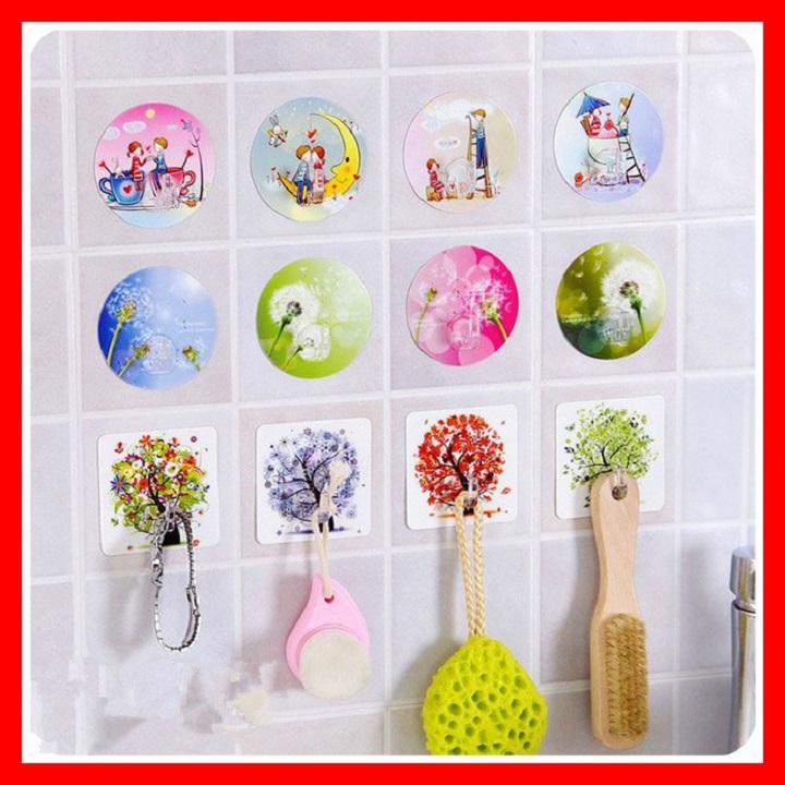 50 Móc Treo Dán Tường Chịu Lực Siêu Dính Có Họa Tiết 3D 7.6x8.6CM Siêu Đẹp