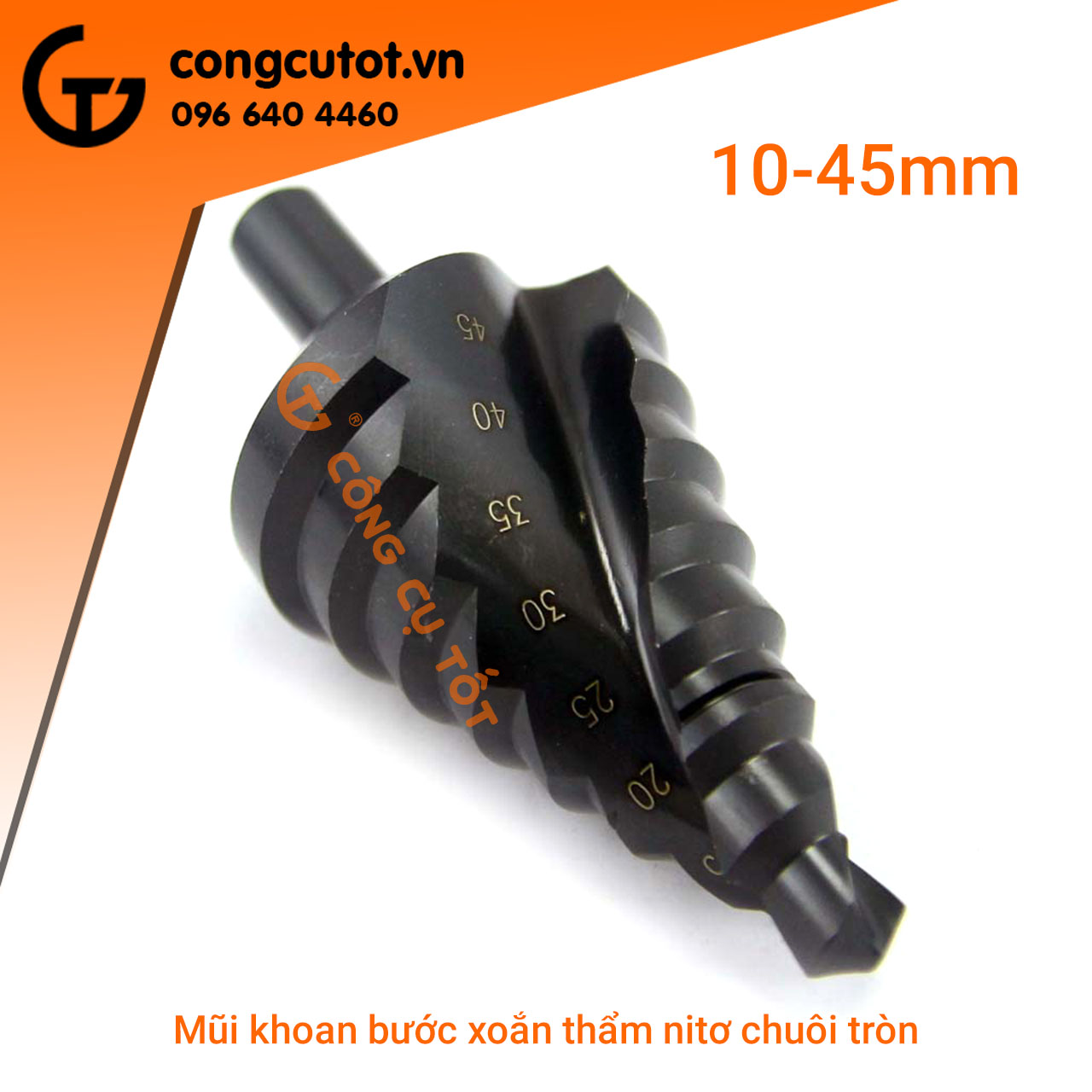 Mũi khoan tháp thẩm nitơ bước chéo 10-45mm chuôi tròn