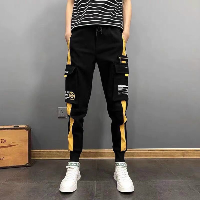 Quần jogger kaki túi hộp phối chữ  - Quần nam vải co giãn, dáng đứng, cá tính, đủ size PA 1997