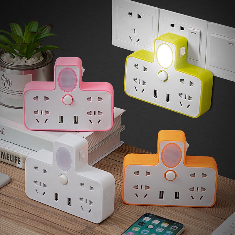 Ổ cắm điện đa năng kèm đèn ngủ và 2 cổng cắm usb