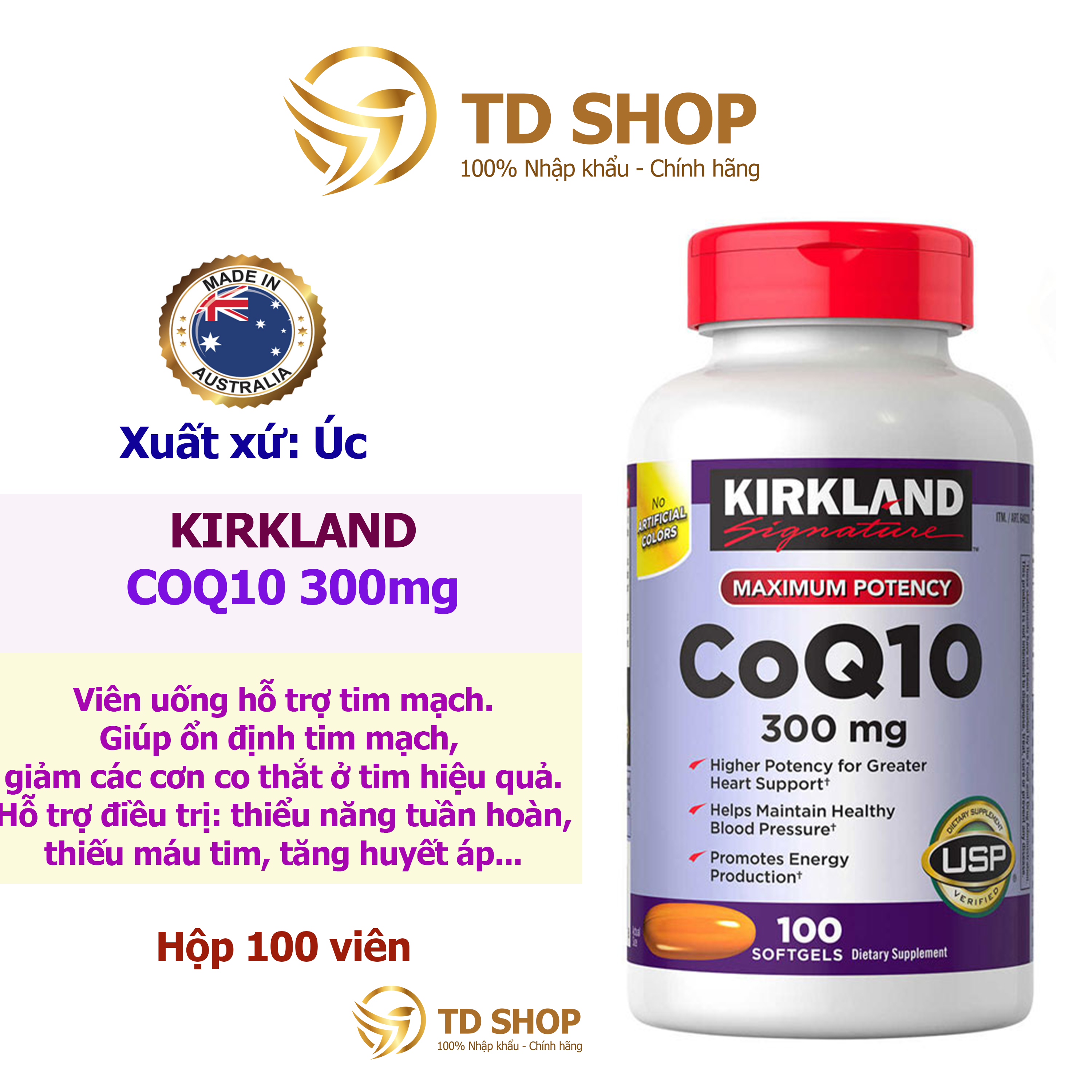 NK Mỹ Viên uống Kirkland Signature của Mỹ CoQ10 300mg 100 viên - TD Shop