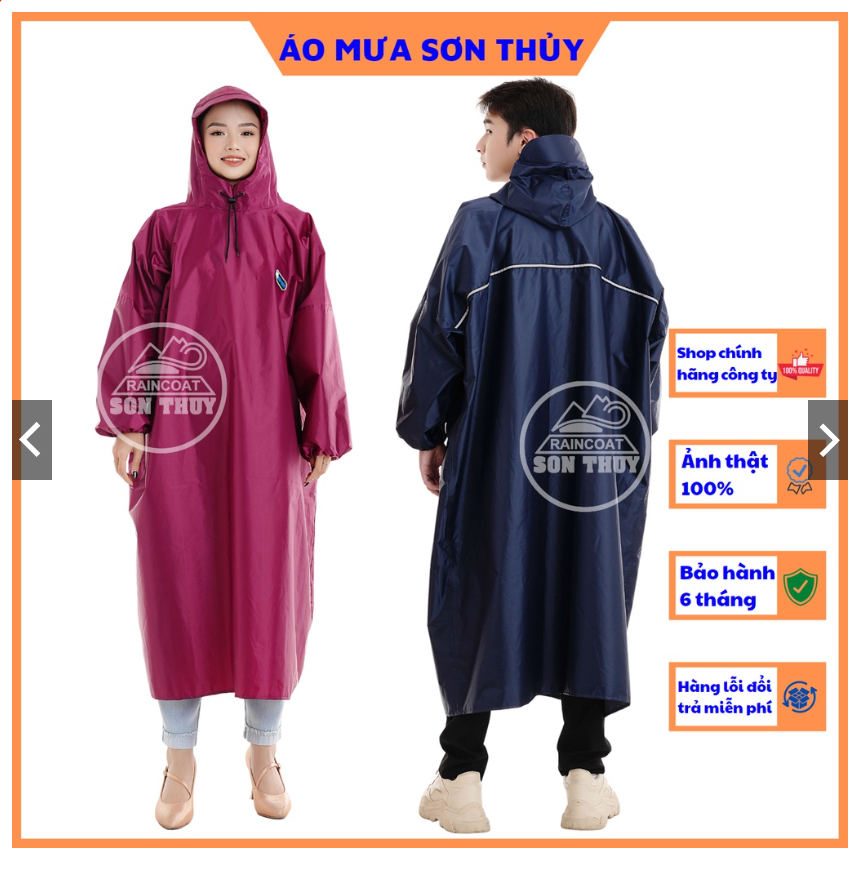 Áo mưa bít kín Sơn Thủy - áo mưa có tay vải dù vân tổ ong siêu nhẹ K7B cam kết chính hãng 100%
