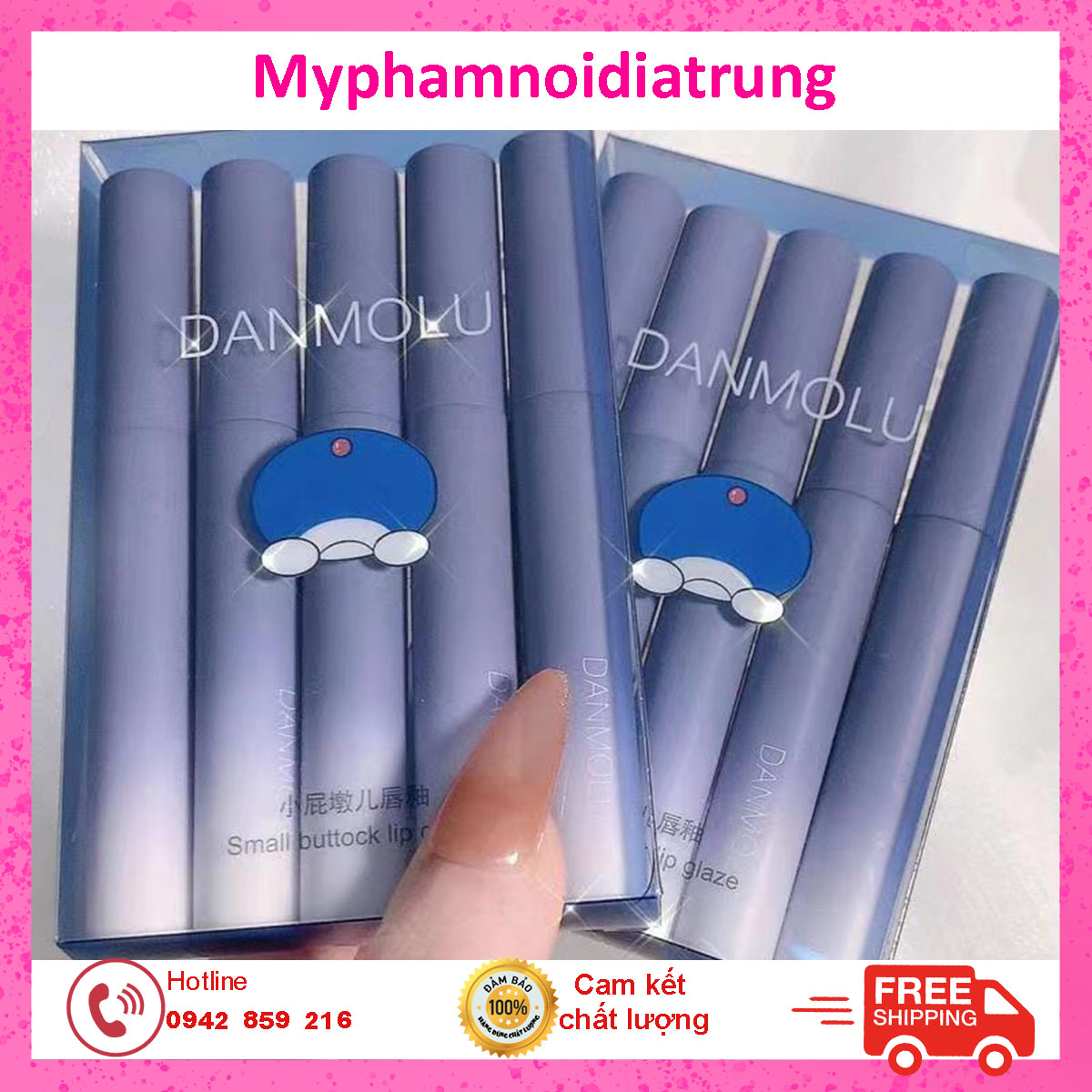 Set 5 cây Son Danmolu nội địa trung- Set 5 cây Son màu đỏ- Hot trend 2021