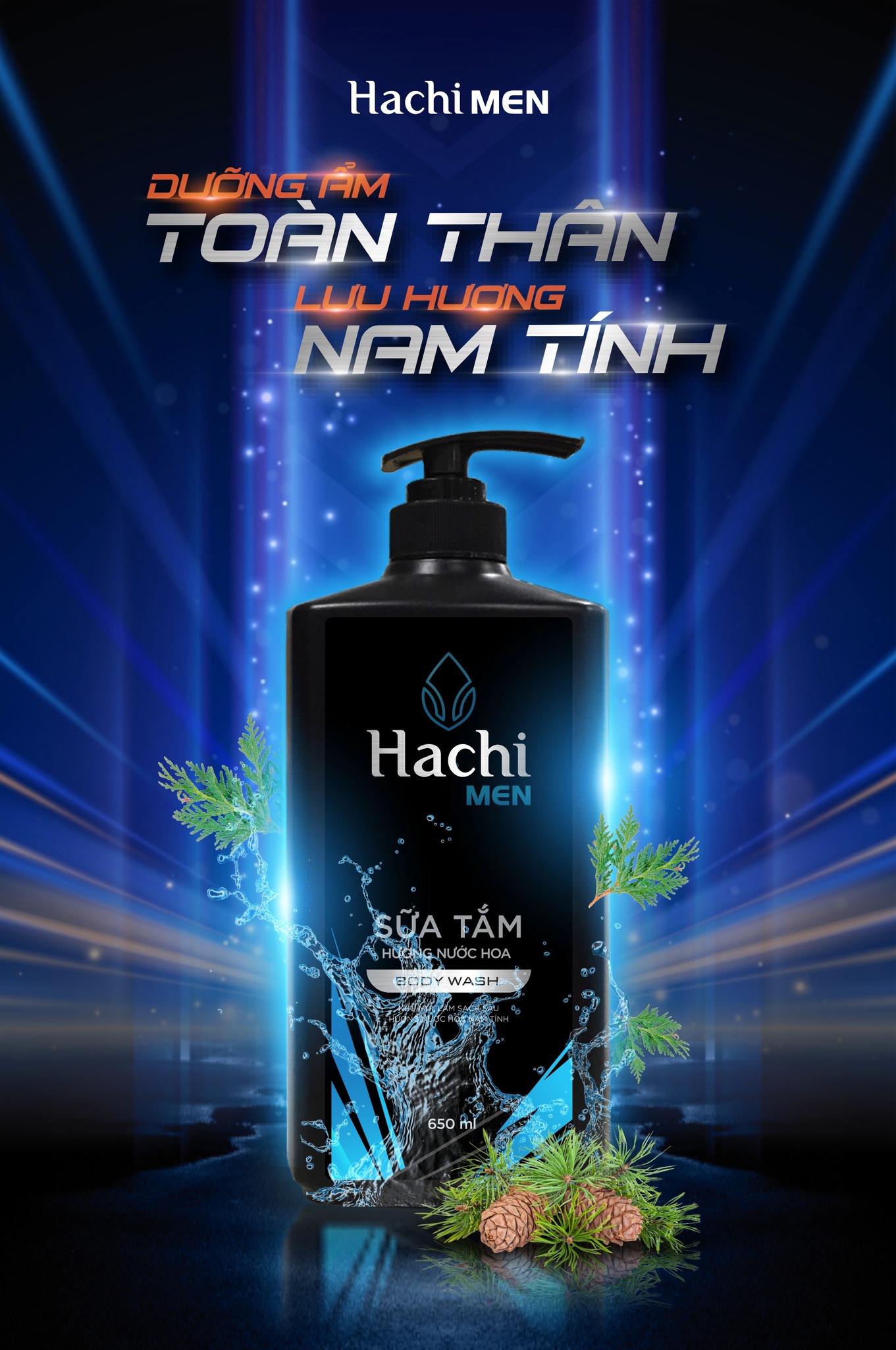 Sữa tắm hương nước hoa BODY WASH Hachi Men khử mùi làm sạch sâu