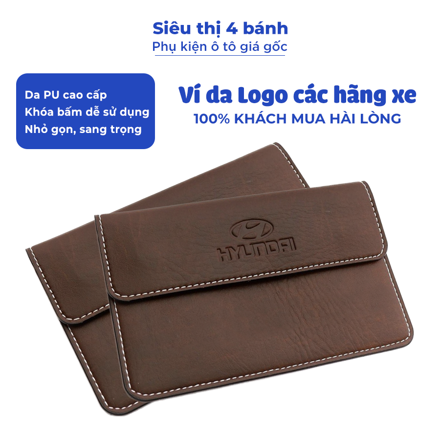 Ví da đựng giấy tờ đăng kiểm ô tô, bóp da 3 ngăn đựng giấy tờ trên ô tô