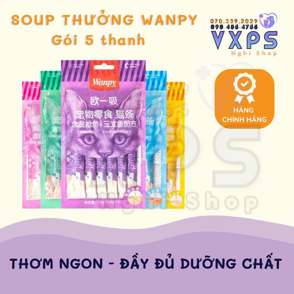Soup thưởng wanpy gói 5 thanh - súp thưởng cho mèo wanpy