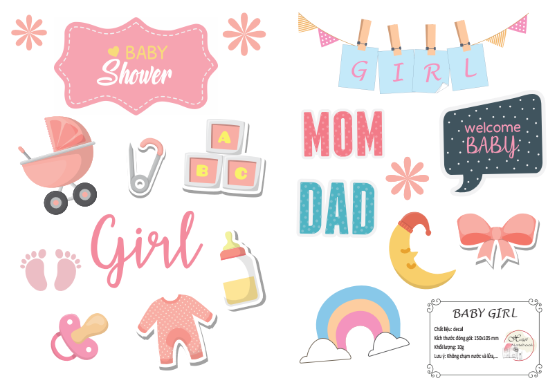Sticker trang trí khung ảnh. album ảnh sinh nhât cho bé, album cưới, giáng sinh