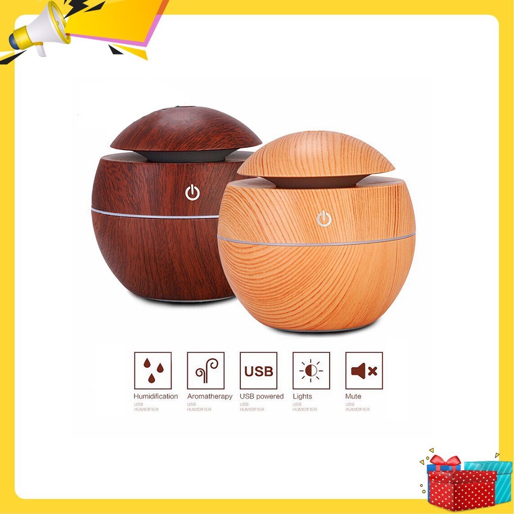 Máy Xông Tinh Dầu Hình Vân Gỗ Tròn, Máy Phun Sương Tinh Dầu, Máy Phun Sương, Máy Tạo Ẩm Khuếch Tán Tinh Dầu Không Gây Tiếng Ồn .