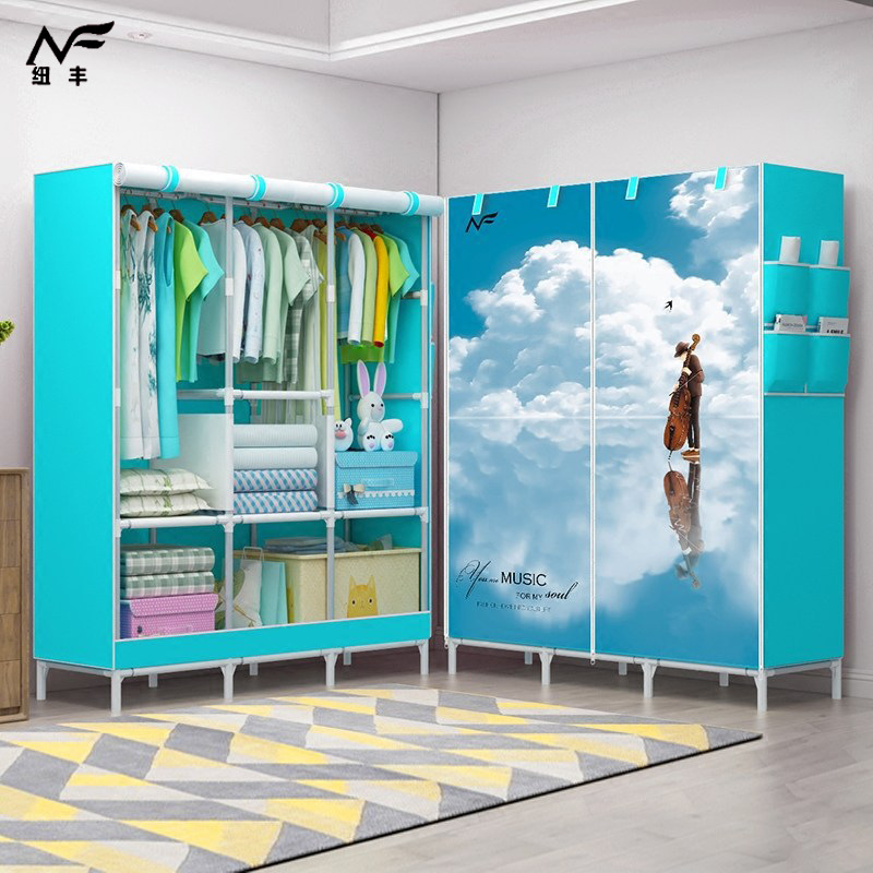 Tủ đựng quần áo vải tủ vải khung thép 2 buồng 3 buồng tủ vải 3d loại 1