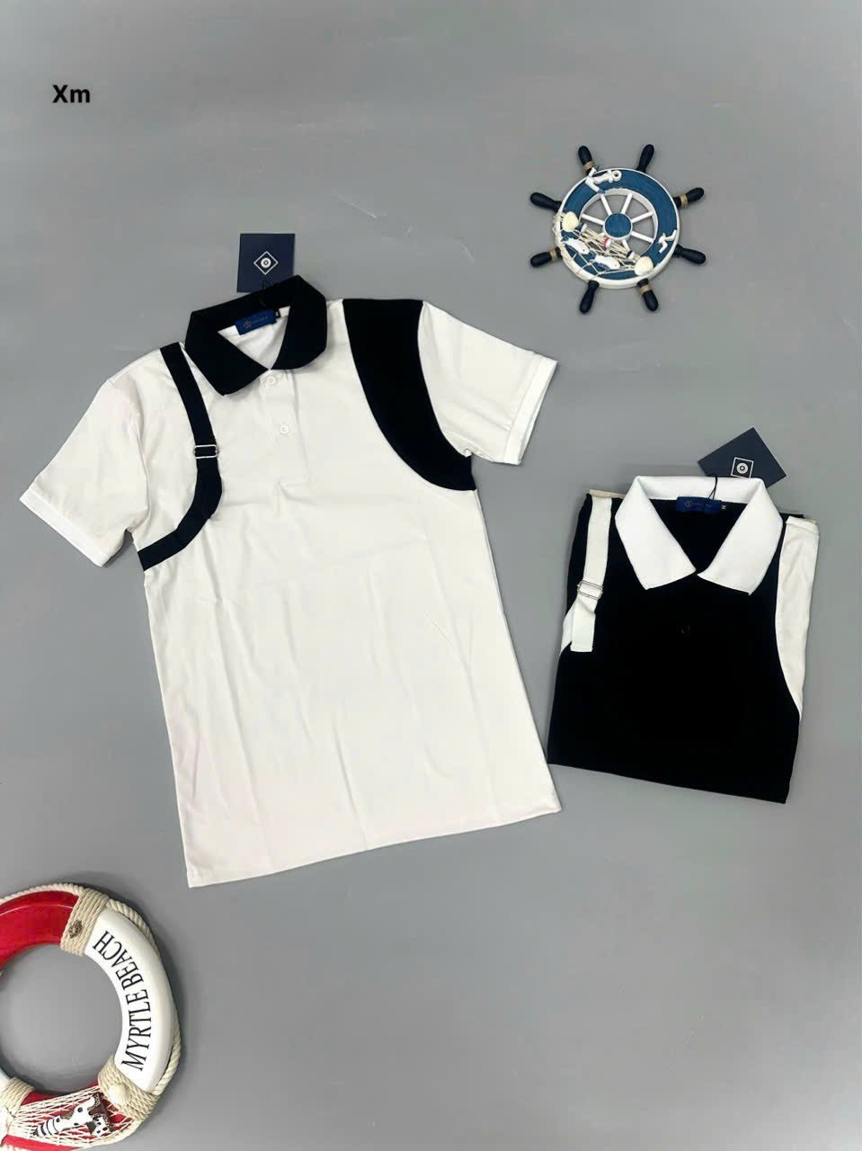 ÁO thun POLO nam có cổ tay ngắn phối màu loang in họa tiết L.V chất thun lạnh co dãn, thoáng khí 2 màu đen, trắng giá rẻ - 2