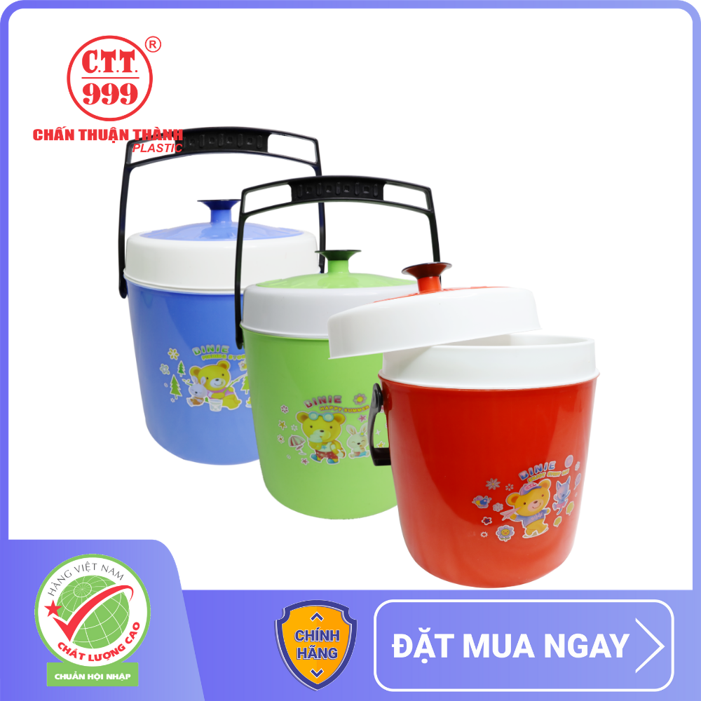 Bình đá giữ nhiệt 5L có quai Chấn Thuận Thành đựng nước đá, giữ nhiệt thức ăn - hàng Việt Nam Chất Lượng Cao (BIĐ5L20) nhiều màu