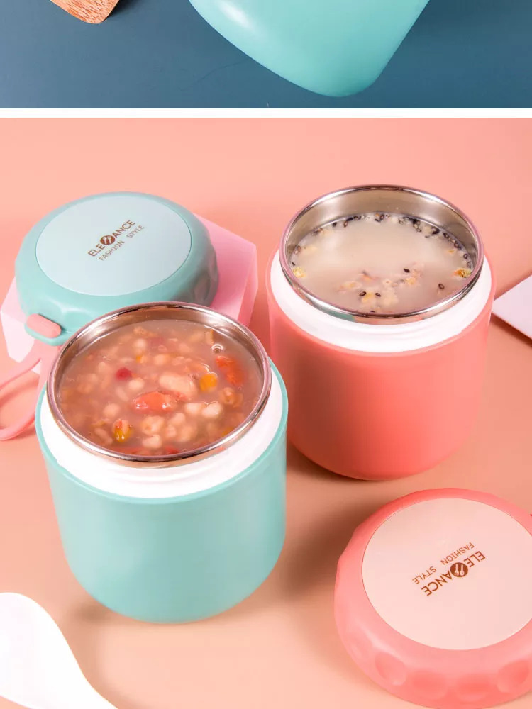 Bình ủ cháo, bình giữ nhiệt mini, bình giữ ấm cháo, bình ủ cháo cho bé. Có quai sách tiện lợi.