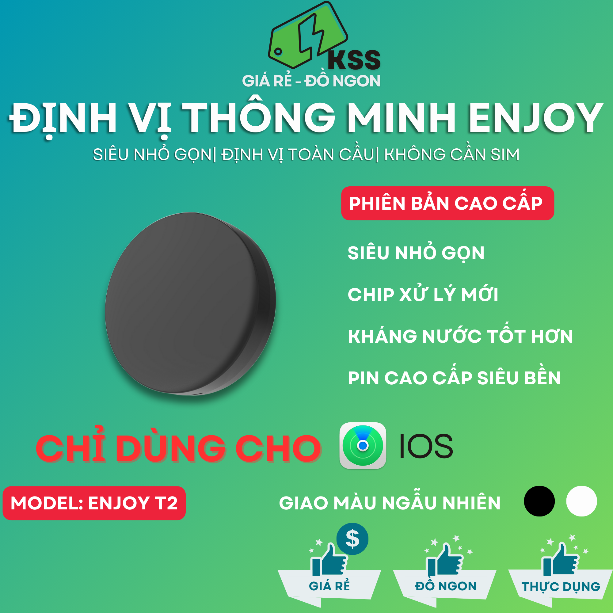 Thiết Bị Định Vị GPS Mini ENJOY SMART TAG - Chống Thất Lạc Thú Cưng Xe Máy Oto - Chuẩn MFI IOS App Find My