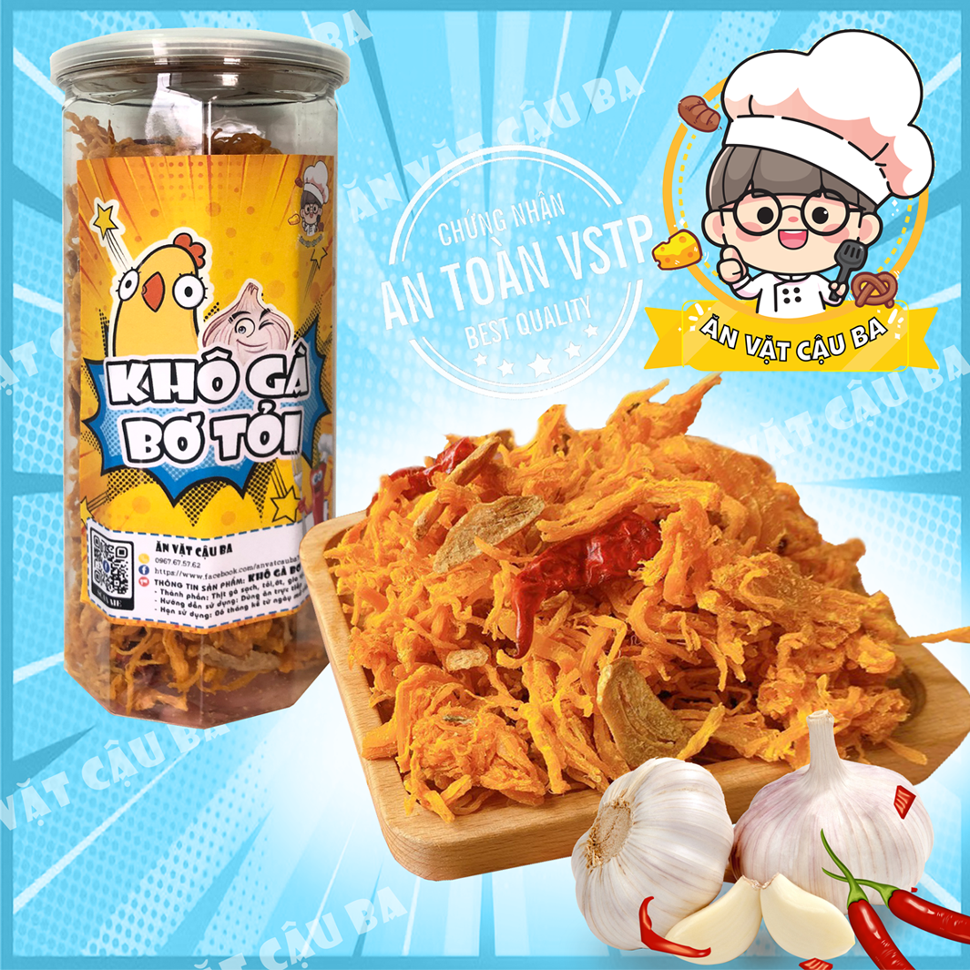 Khô gà bơ tỏi sài gòn | ăn vặt cậu ba | 300gr