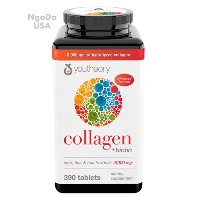 [HCM]Viên Uống Collagen Youtheory Viên Uống Đẹp Da - Chống Lão Hóa Collagen Youtheory Type 1 2 3 390 Của Mỹ (Mẫu Mới )