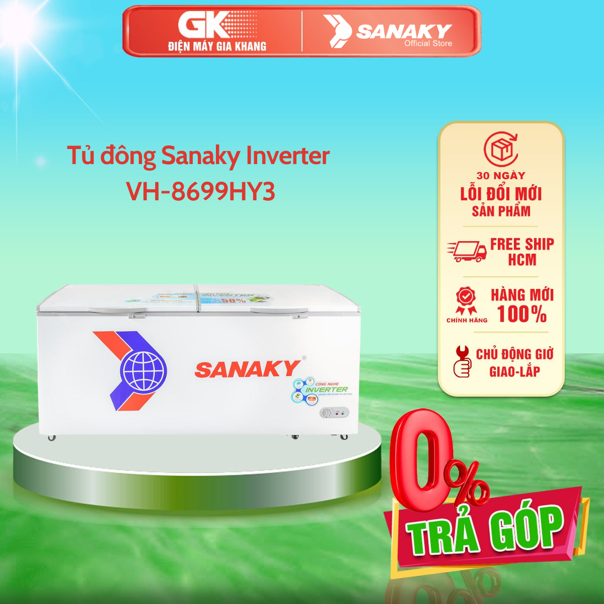 Tủ đông sanaky inverter 761 lít vh-8699hy3 - giao toàn quốc