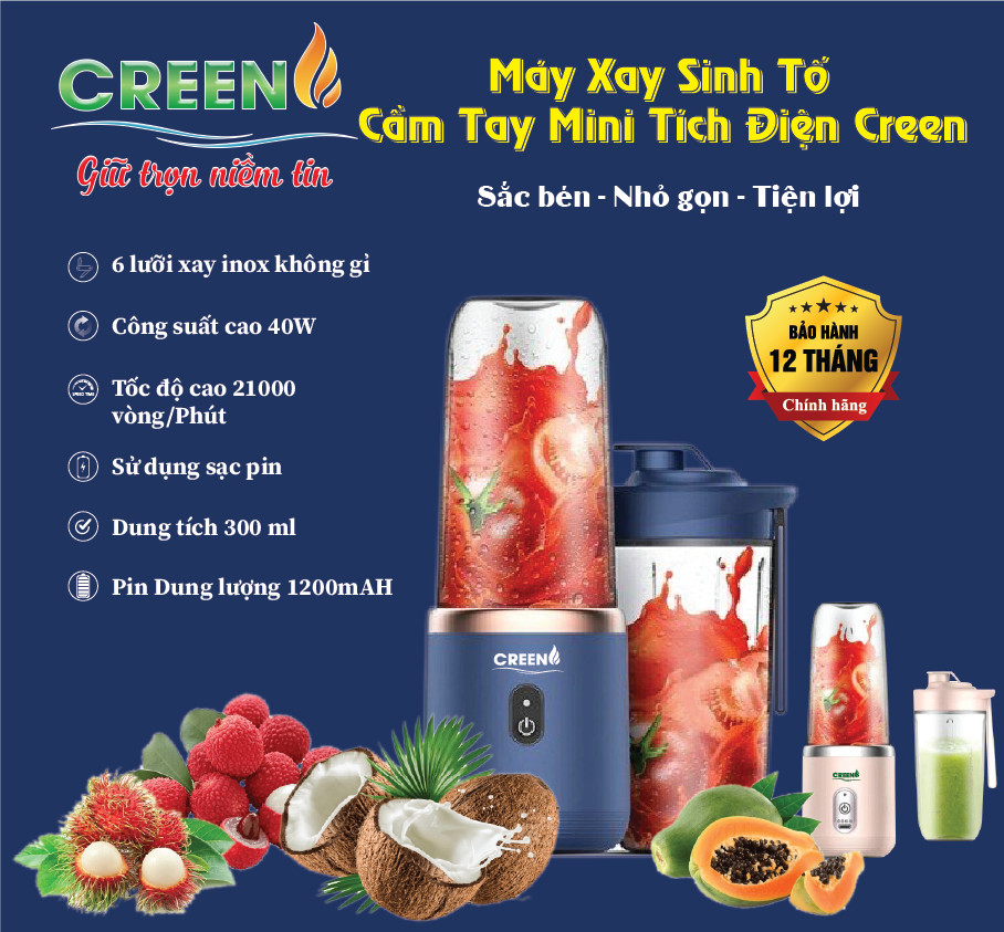 Máy xay sinh tố cầm tay mini - máy xay 6 lưỡi sử dụng pin sạc cổng usb nhỏ gọn tiện lợi
