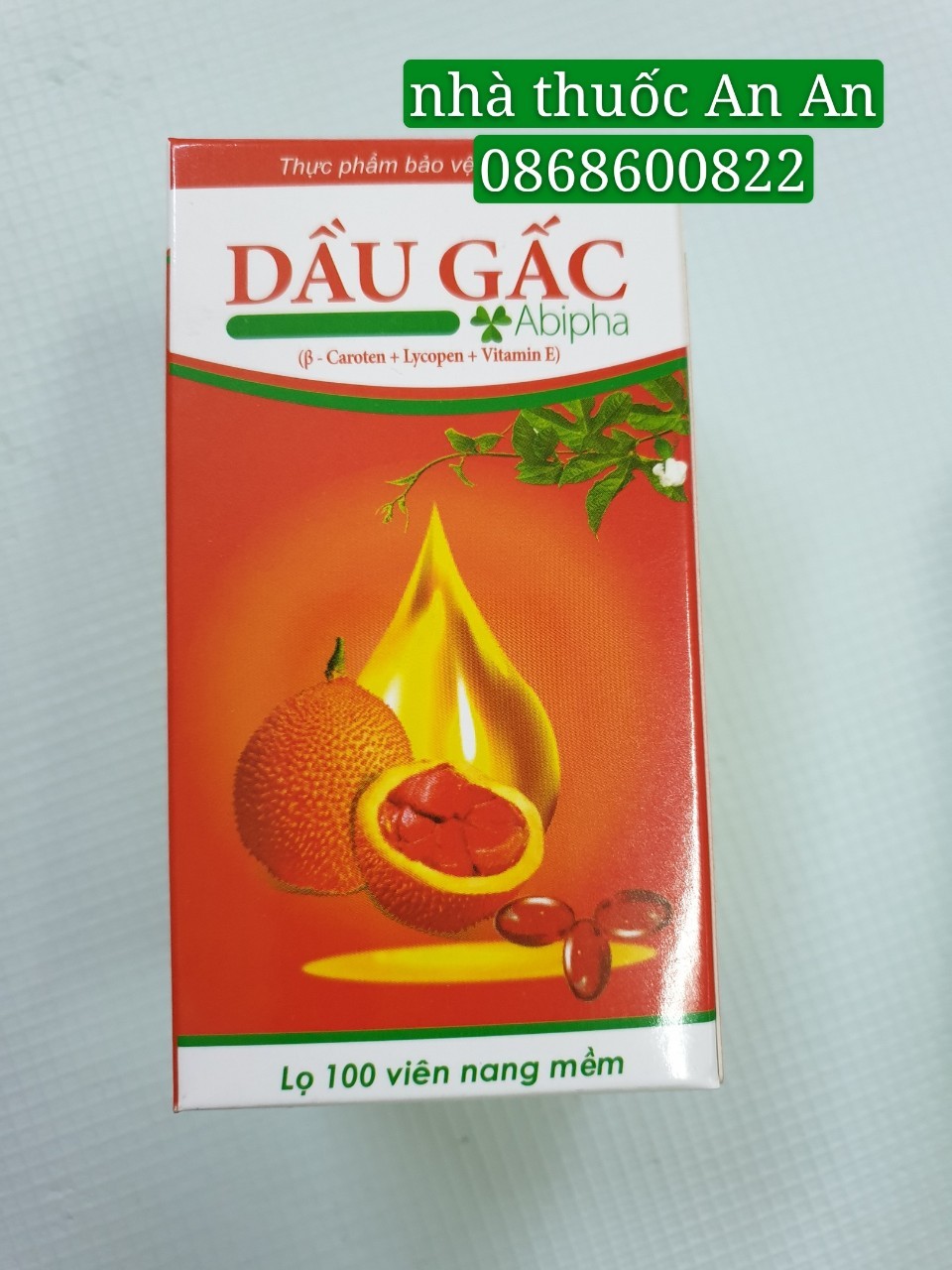 Chính hãng viên dầu gấc abipha sáng mắt, đẹp da giảm lão hóa, lọ 100 viên h