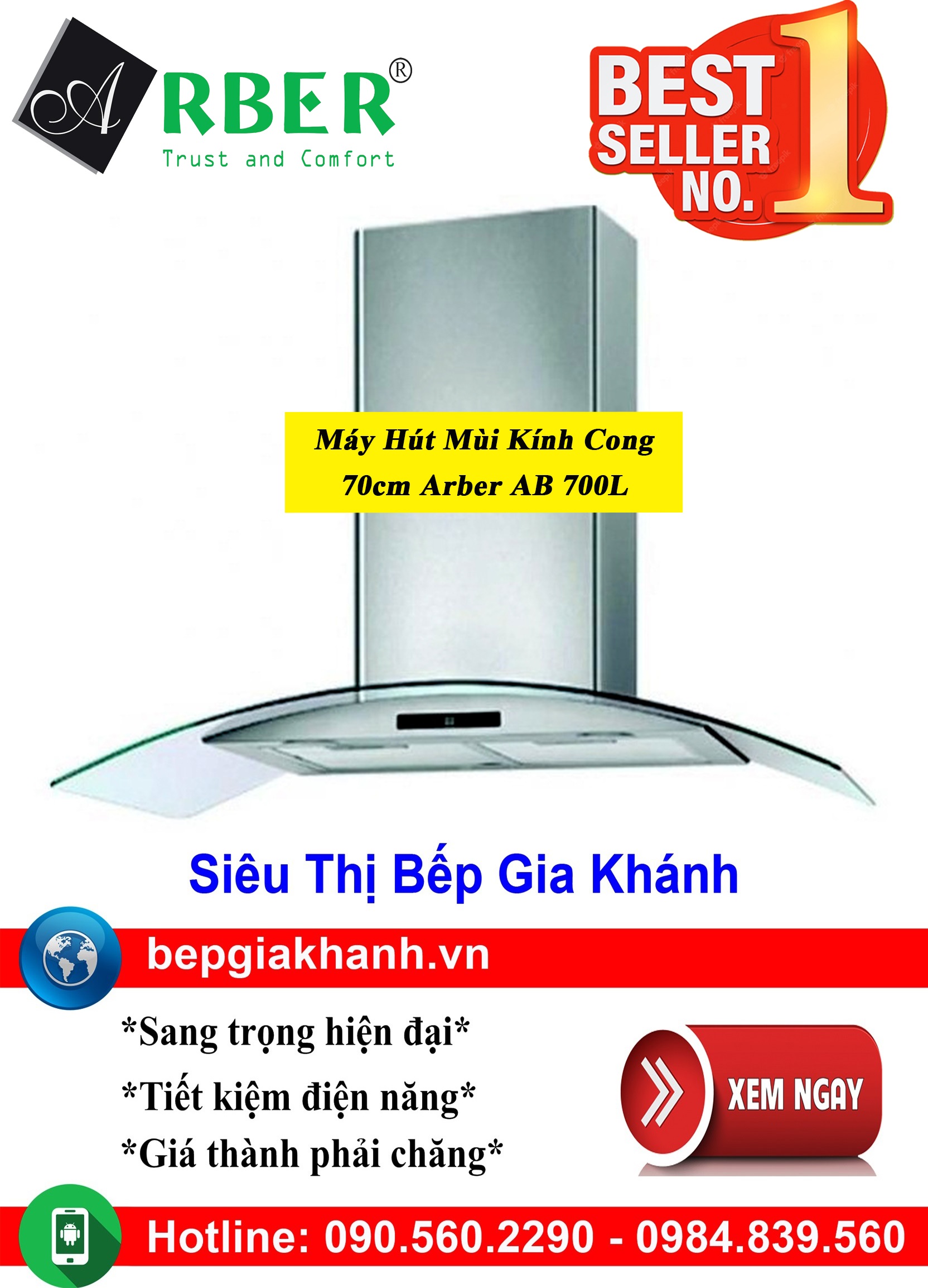 [HCM]Máy hút mùi kính cong 70cm Arber AB 700L, máy hút mùi nhà bếp, máy hút mùi bếp, máy hút mùi kính cong, máy hút mùi canzy, máy hút mùi mini, máy hút mùi âm trần, máy hút mùi electrolux, may hut mui