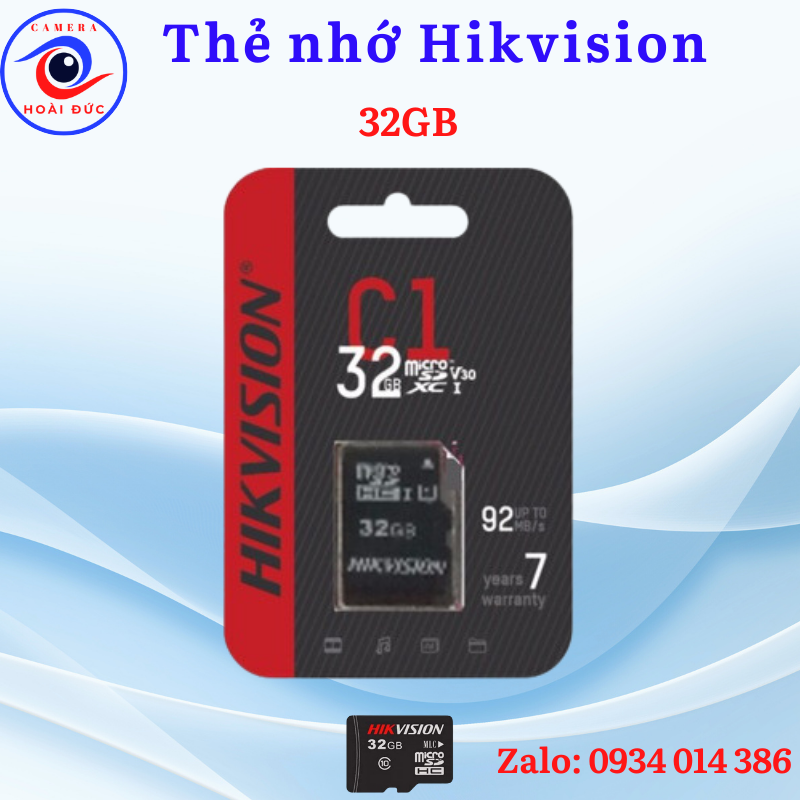Thẻ nhớ Hikvision 32GB, thẻ nhớ chính hãng, dùng cho camera, lỗi đổi mới