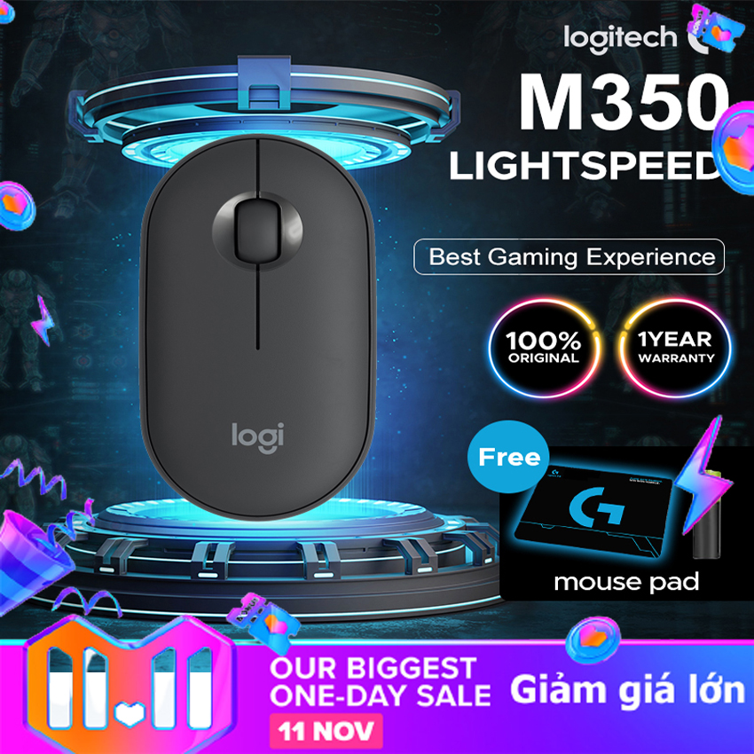 Chuột logitech pebble m350 - kết nối bluetooth hoặc đầu thu 2.4 ghz, yên tĩnh