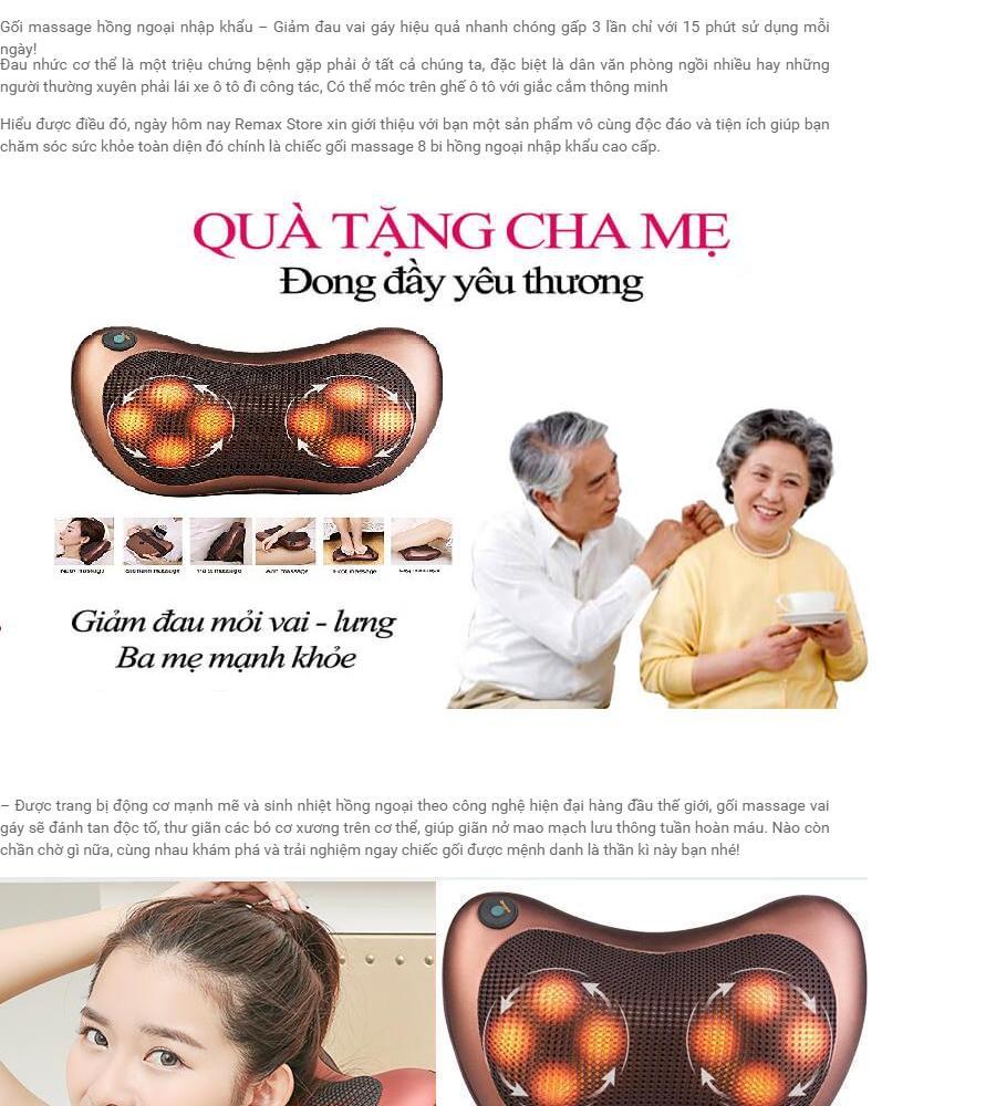 Gối massage 8 bi hồng ngoại gối massage 8 bi hồng ngoại, gối massage toàn thân, gối massage cổ, nhập khẩu nhật bản - fuji hana
