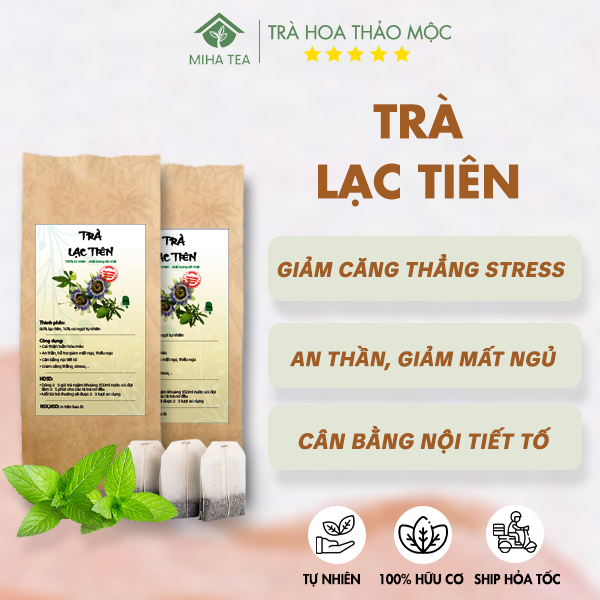 Trà lạc tiên cải thiện giấc ngủ, an thần, giảm căng thẳng strees gói 30 túi lọc - MIHA Tea