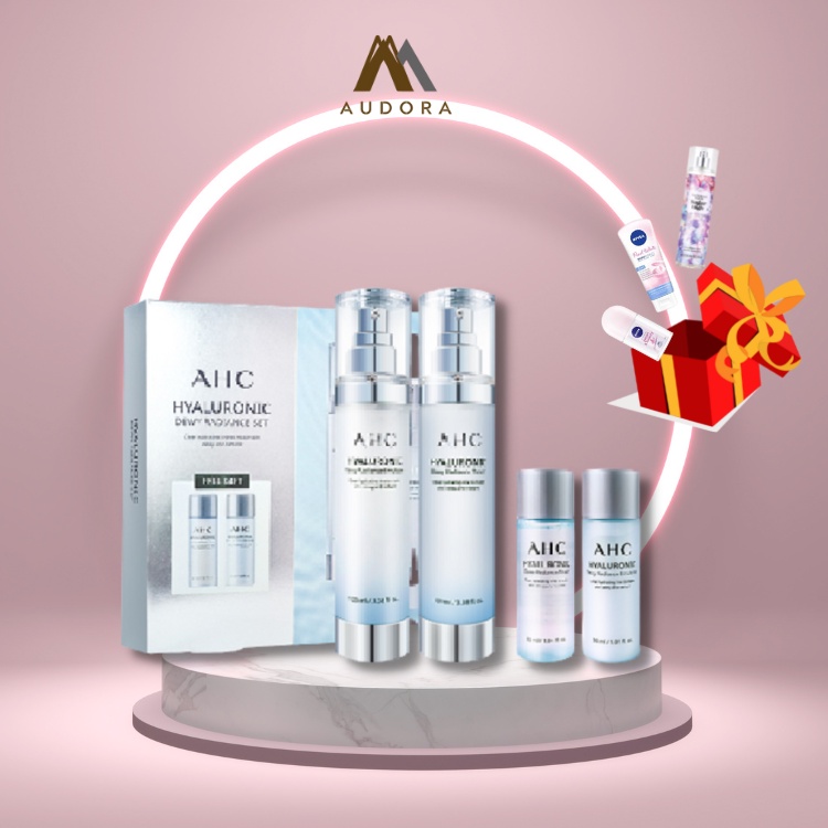 Bộ 4 Món Dưỡng Trắng Da Dưỡng Ẩm AHC Acid Hyaluronic B5 Chính Hãng Hàn Quốc, Bộ gồm Toner và Serum Chống Lão Hóa 100ml