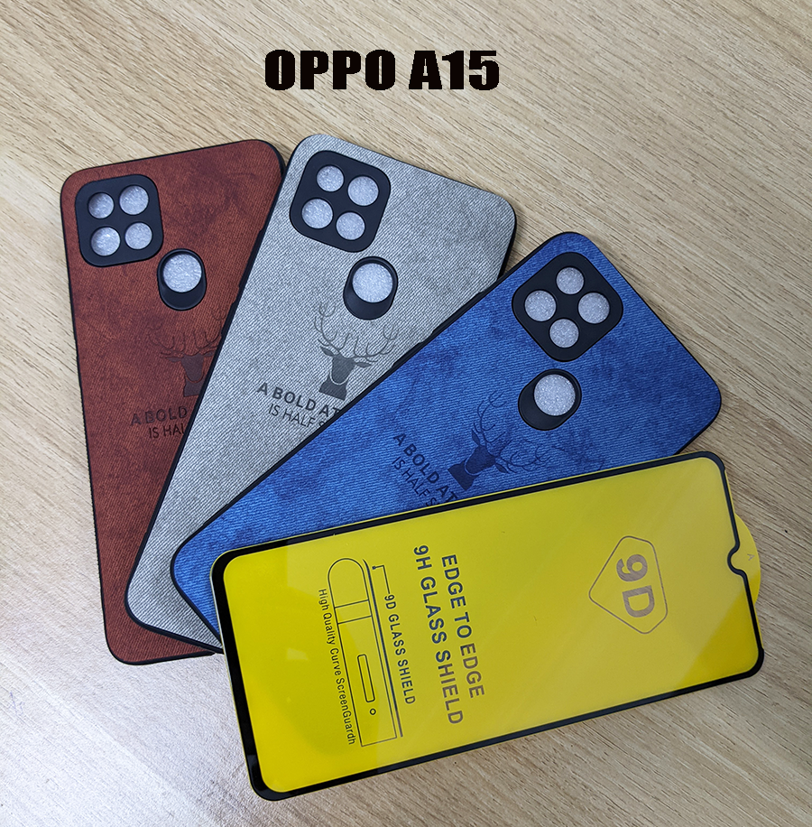 Bộ ốp lưng vải kính cường lực Oppo A15