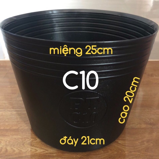 100 Chậu nhựa giá rẻ trồng cây giống - C10 đen - KT: 25cm20cm - bóng đẹp - dẻo dai - chịu nắng - Trồng các loại hoa cảnh lớn như cây vạn tuế, cây dừa, cau