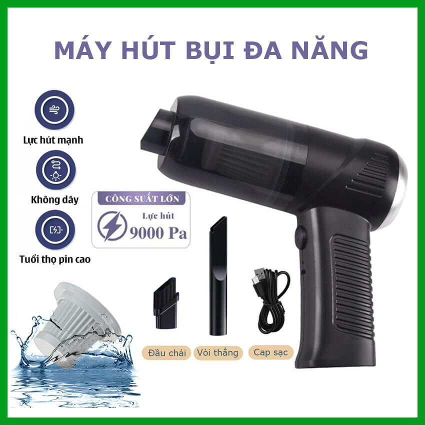 Máy hút buị cầm tay mini không dây công suất 120W 9000Pa, máy hút bụi ô tô, máy hút bụi giường nệm đa năng, máy hút lông chó mèo