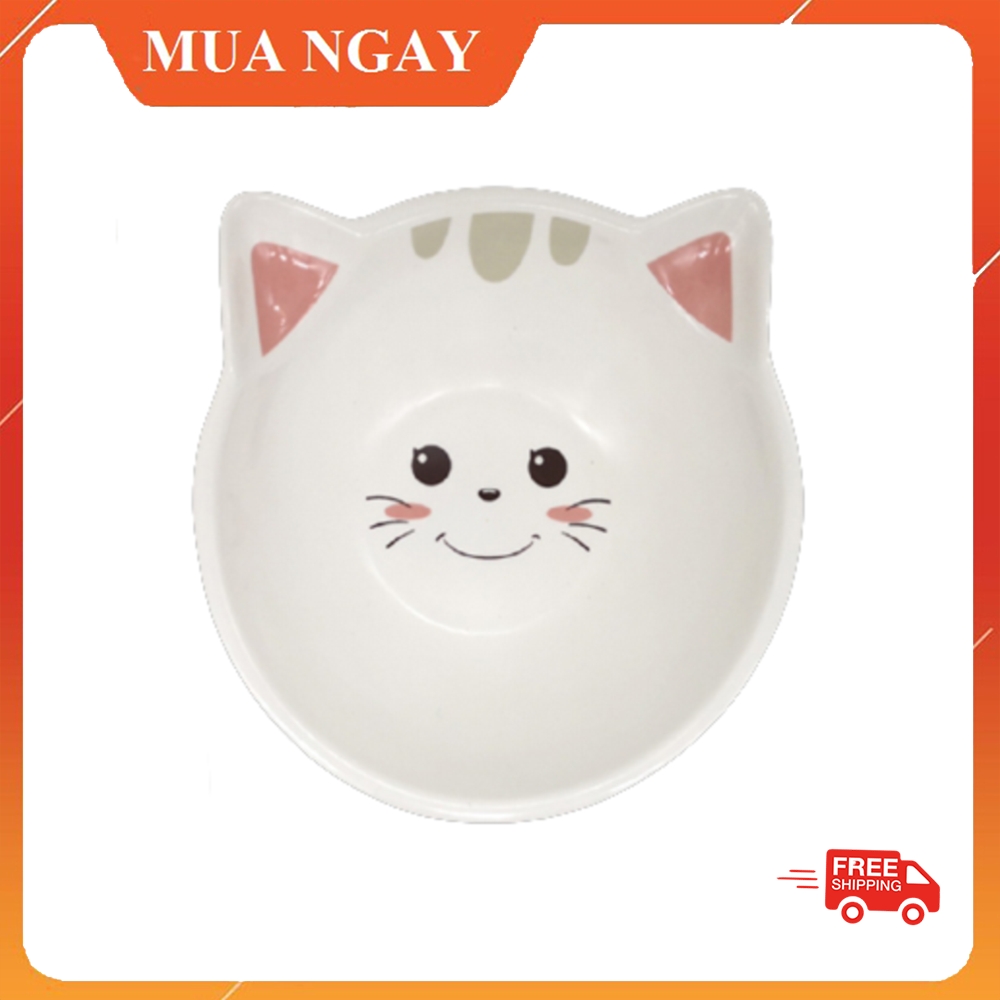 Bát ăn dặm gốm sứ hình mèo trắng cho bé siêu đáng yêu thể tích 260ml