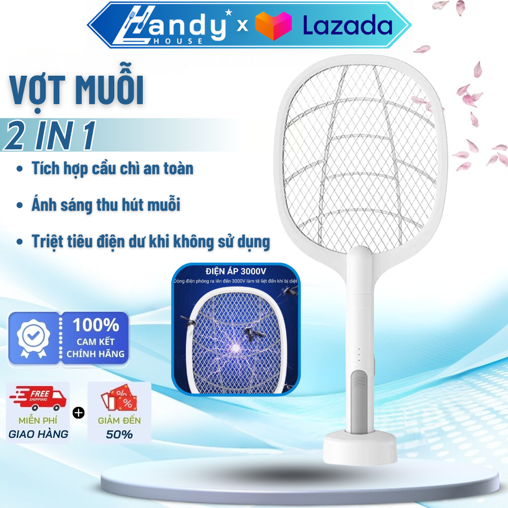 Vợt muỗi thông minh kiêm đèn bắt muỗi tự động 2 trong 1 pin sạc cao cấp - vợt bắt muỗi thông minh cao cấp để bàn