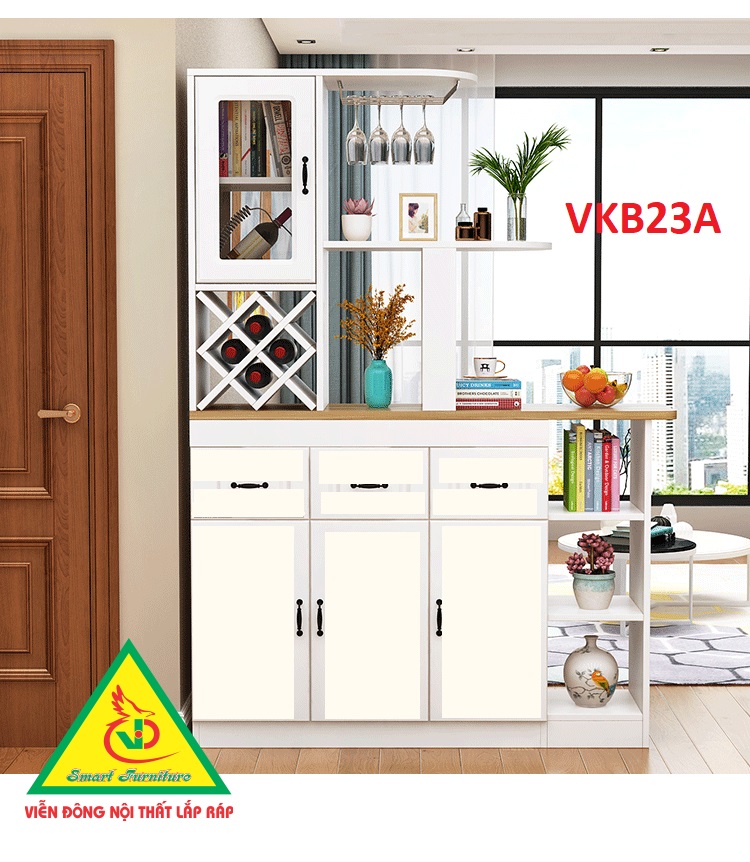 Quầy bar mini , quầy bar nhà bếp kết hợp tủ rượu VKB023A ( không kèm ghế) - Nội thất lắp ráp Viendong Adv