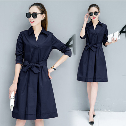 Váy sơ mi thiết kế kiểu vintage, màu xanh than