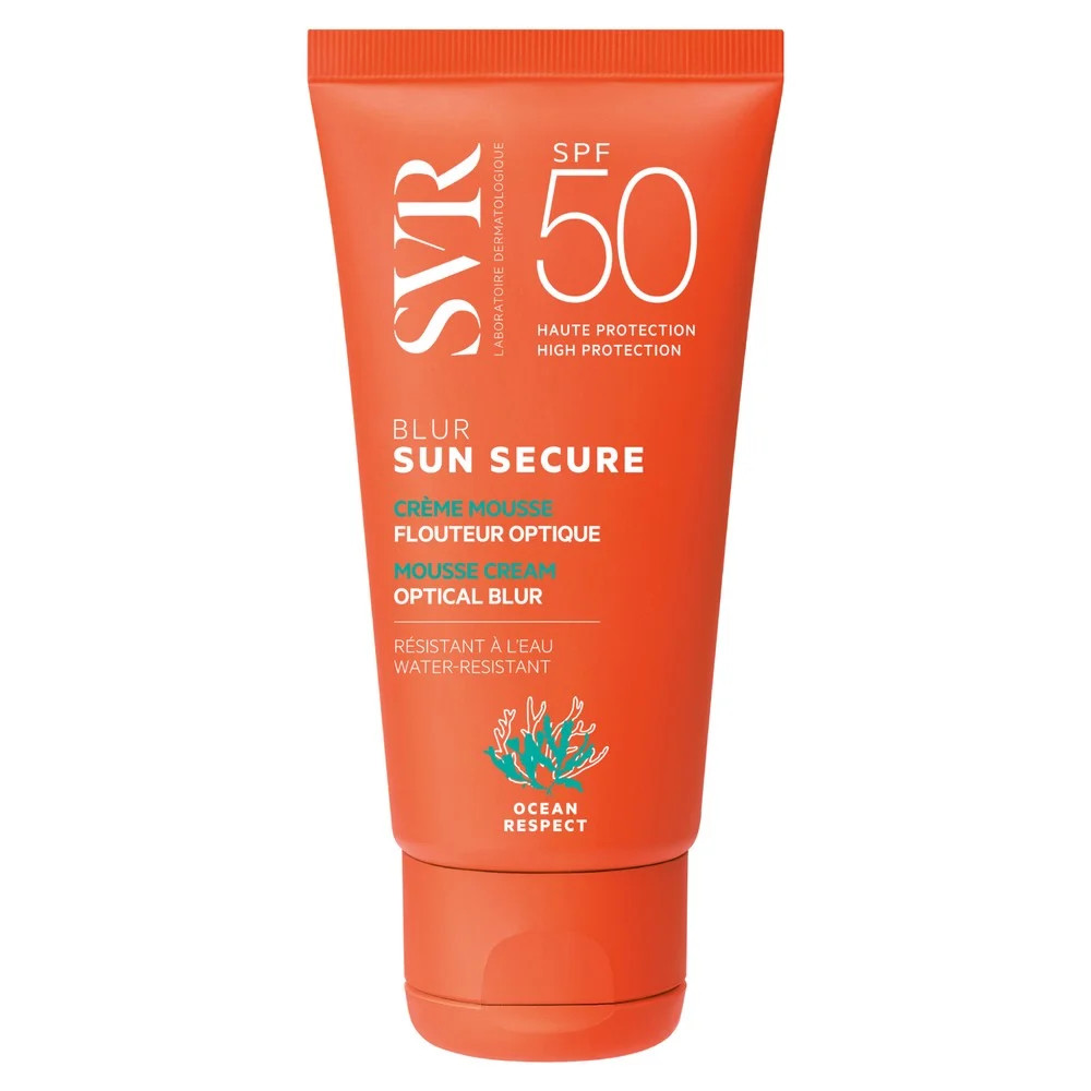 Kem chống nắng svr sun secure blur spf50+ 50ml - trang điểm và bảo vệ da dưới tác hại ánh sáng xanh, uva, uvb