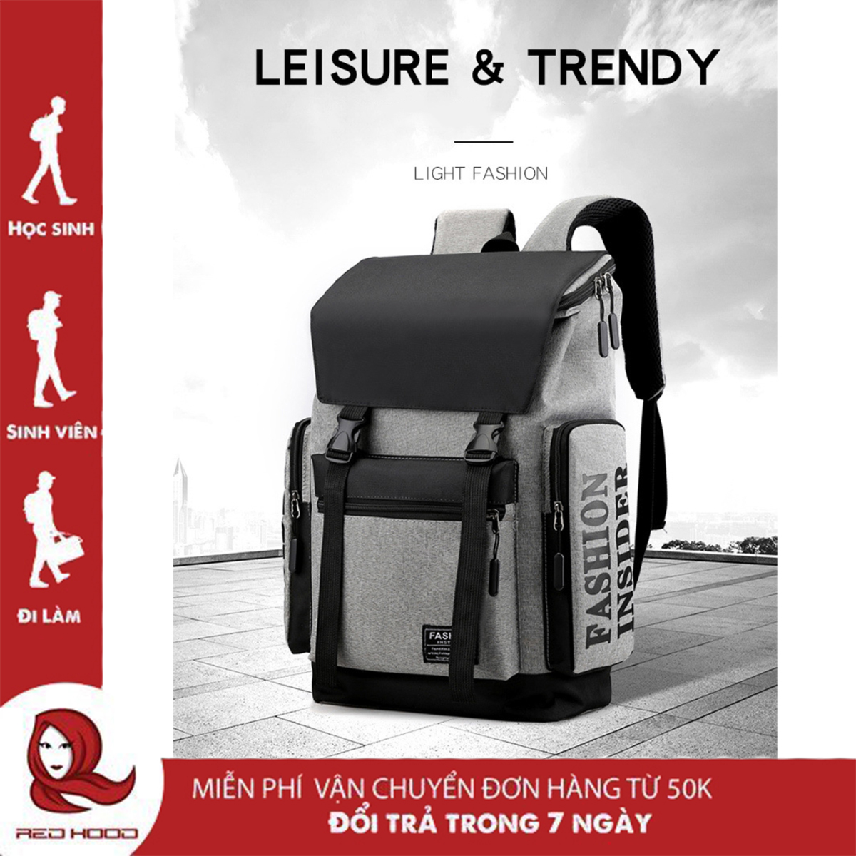 Balo Nam Thời Trang đi học Du Lịch hình hộp cỡ lớn Balo4.0