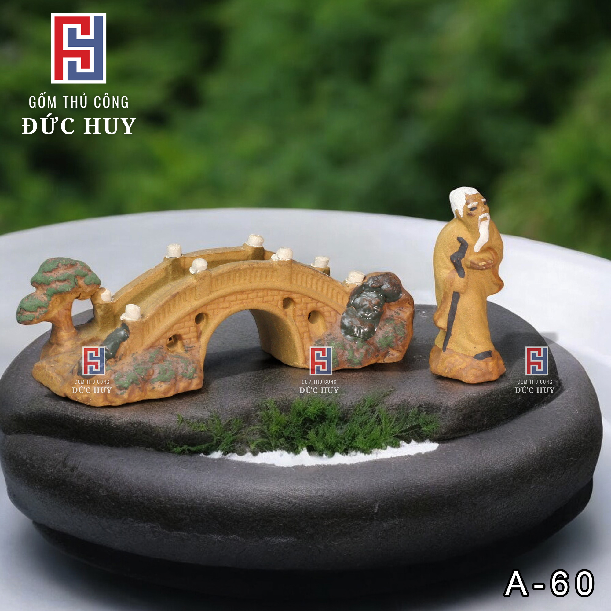 Mô hình gốm Cầu Kiều Mini 12cm - Trang Trí Hòn Non Bộ - Tiểu Cảnh - Bể Cá - Chậu cây bonsai